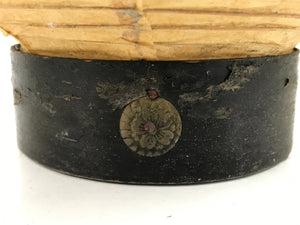 Antique Japanese Paper Handheld Chochin Lantern Kamon Tonogaito Brown Black LT79