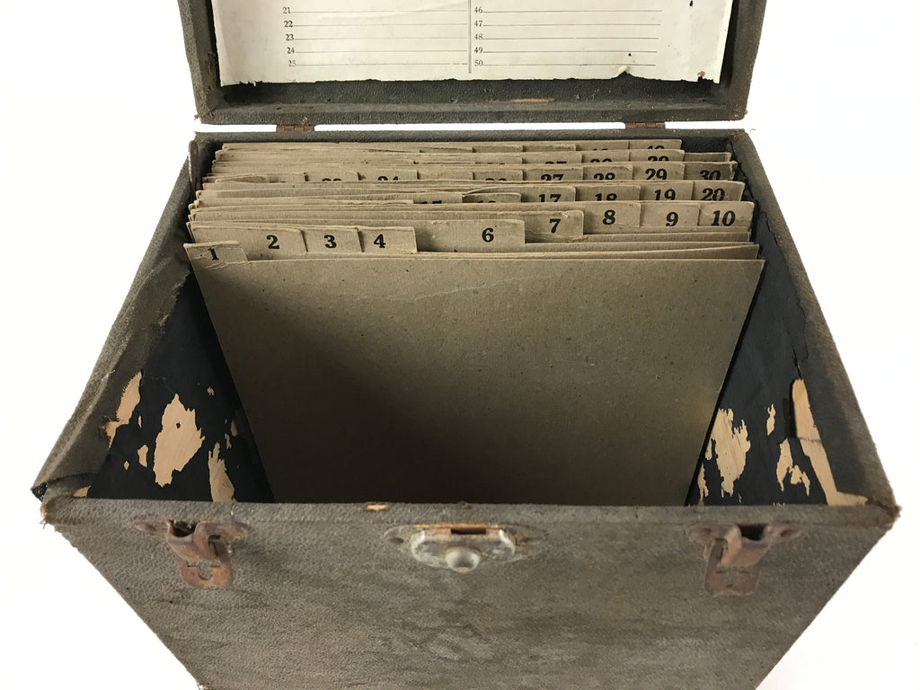Antique Japanese Phonograph Record Storage Case Vtg Wood Box Paper