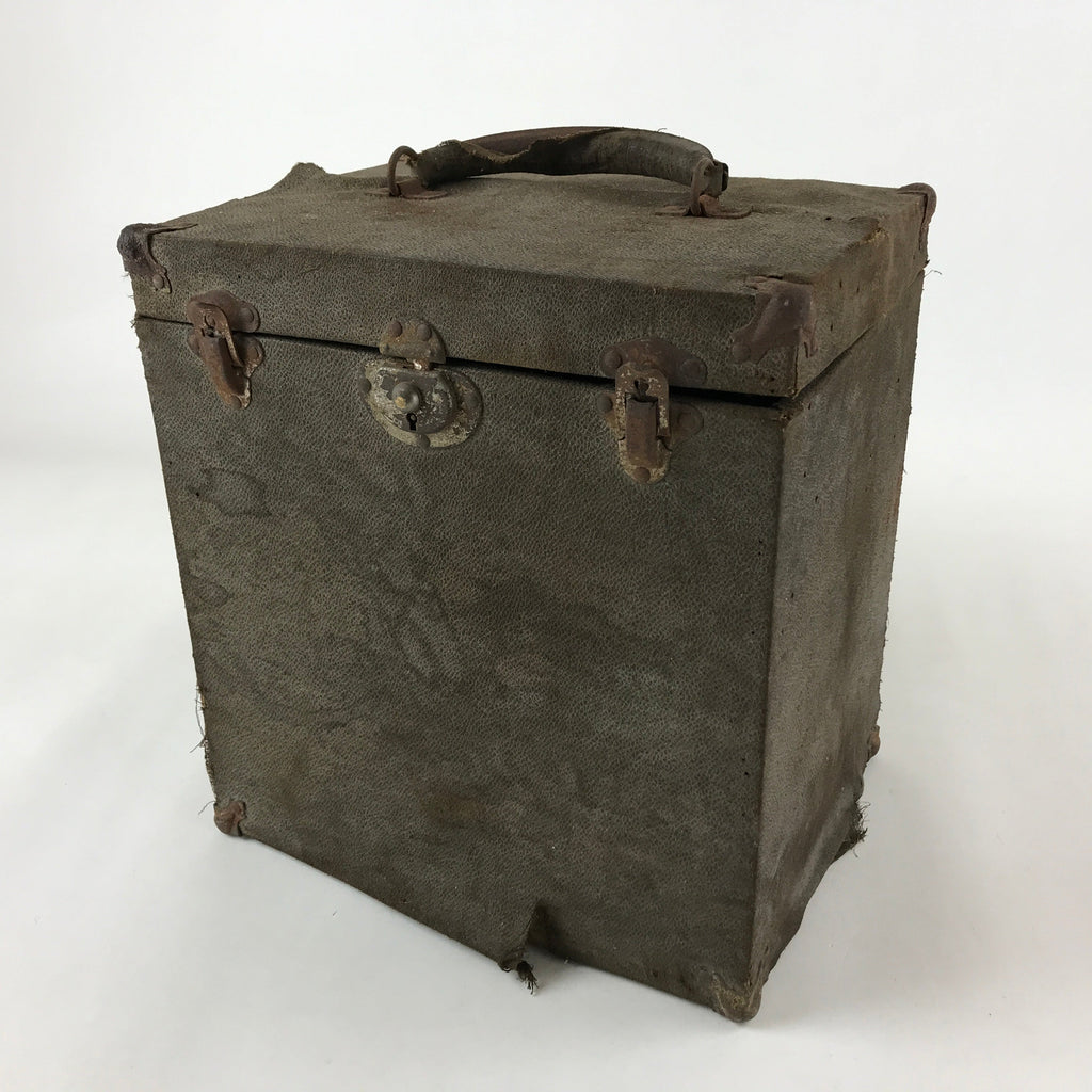 Antique Japanese Phonograph Record Storage Case Vtg Wood Box Paper Divider JK631