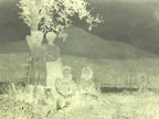 Antique Japanese Photo Glass Negative Plate C1900 Big Family River Boat GN458