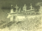 Antique Japanese Photo Glass Negative Plate C1900 Big Family River Boat GN458
