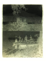 Antique Japanese Photo Glass Negative Plate C1900 Big Family River Boat GN458