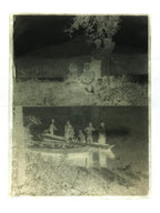 Antique Japanese Photo Glass Negative Plate C1900 Big Family River Boat GN458
