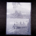 Antique Japanese Photo Glass Negative Plate C1900 Big Family River Boat GN458