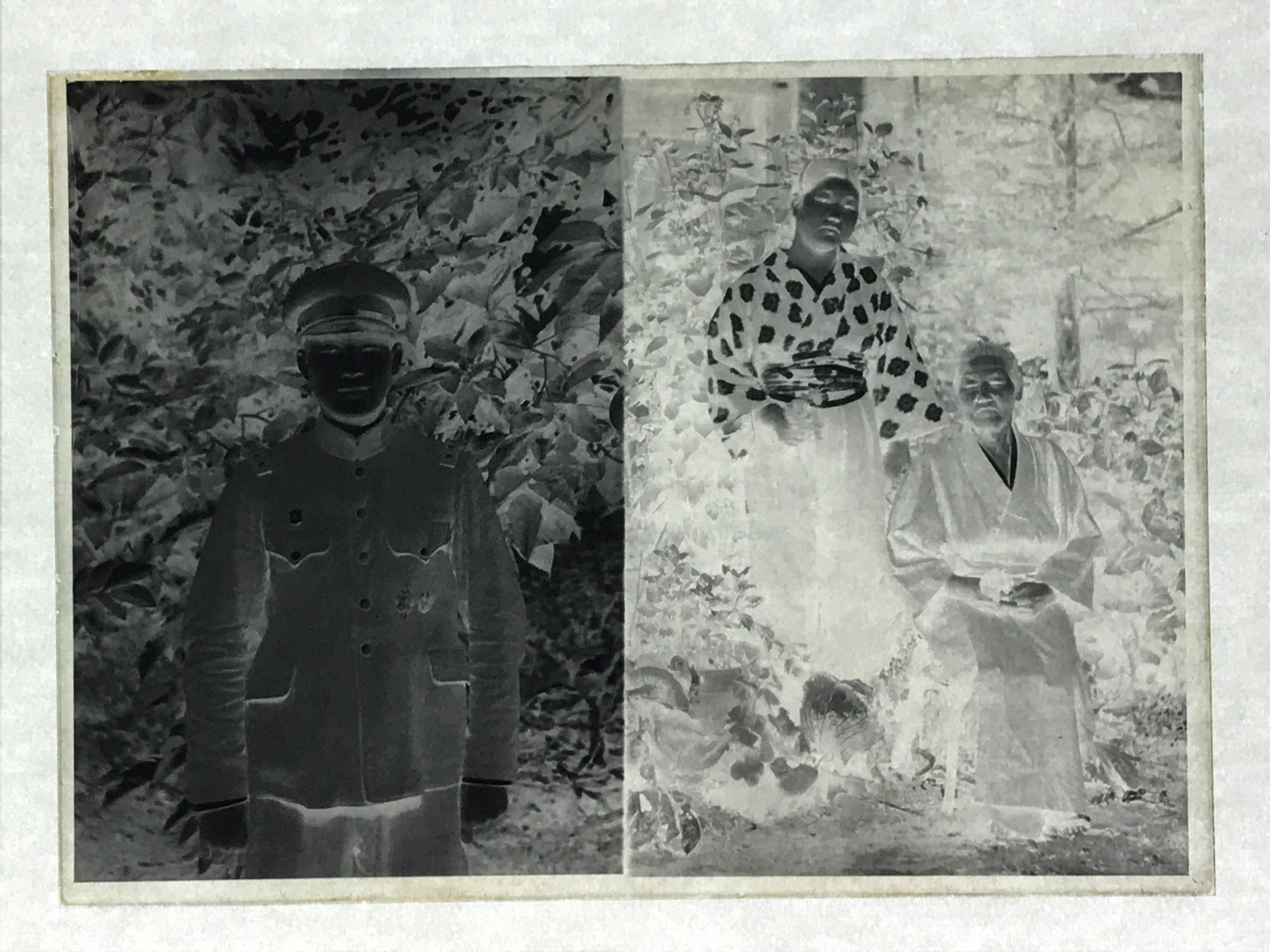 Antique Japanese Photo Glass Negative Plate C1900 Grandmother Children GN446