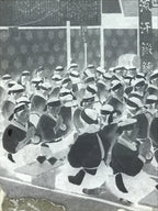 Antique Japanese Photo Glass Negative Plate C1900 Group Hall Meal Prayer GN450