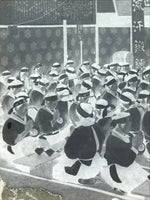 Antique Japanese Photo Glass Negative Plate C1900 Group Hall Meal Prayer GN450