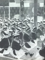 Antique Japanese Photo Glass Negative Plate C1900 Group Hall Meal Prayer GN450