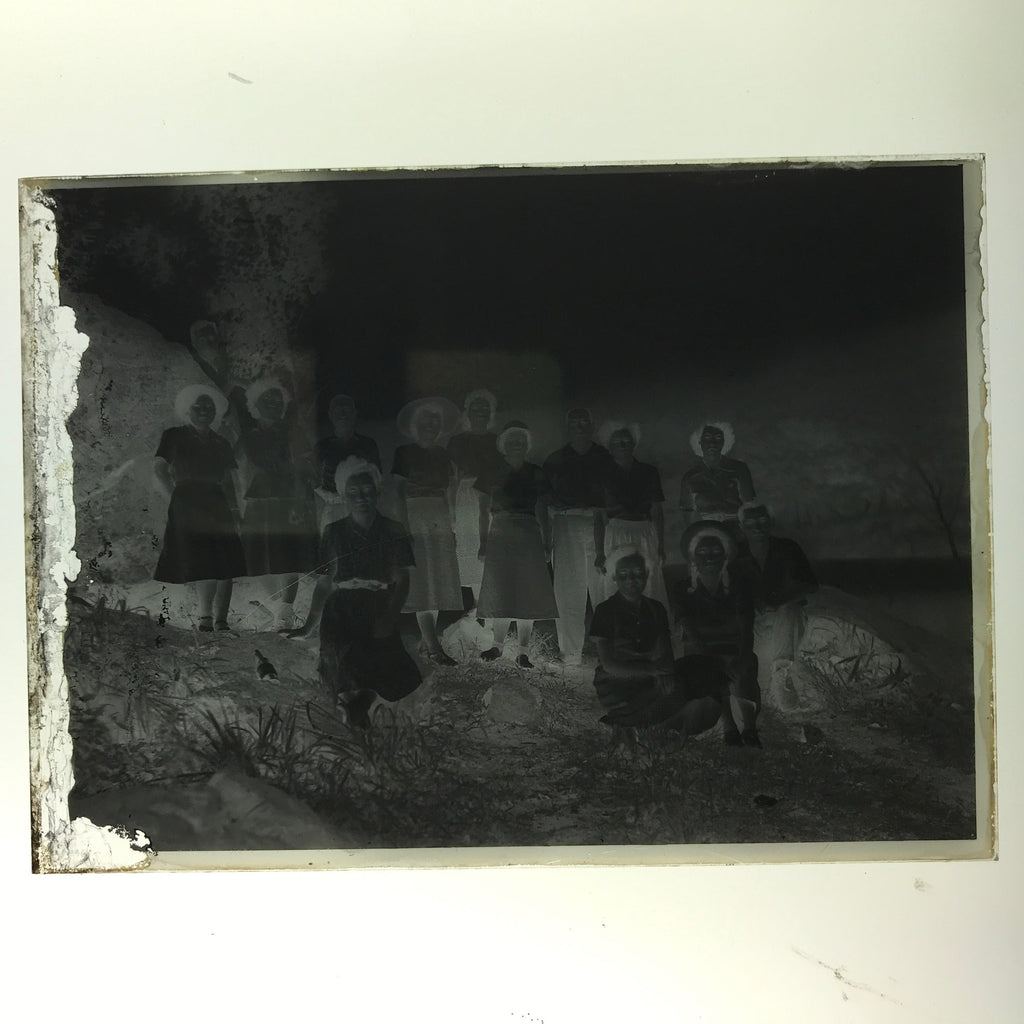 Antique Japanese Photo Glass Negative Plate C1900 Group Photo GN438