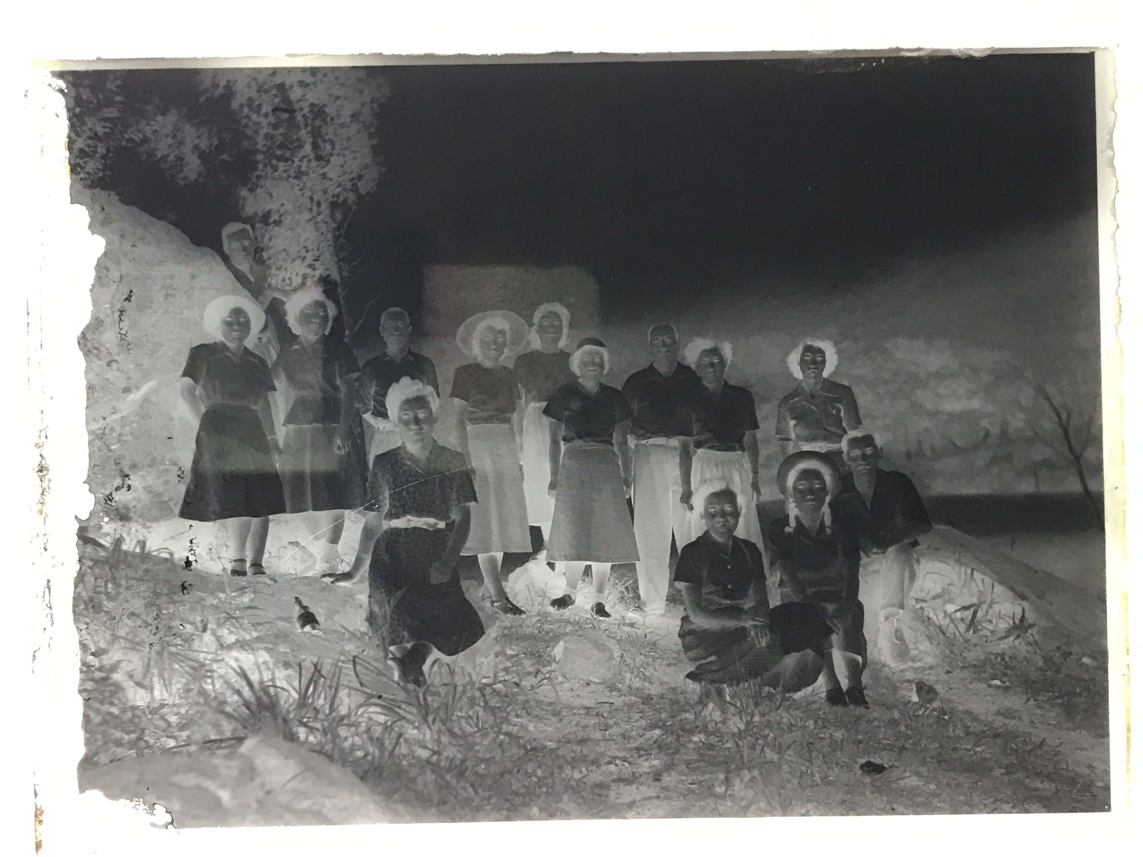 Antique Japanese Photo Glass Negative Plate C1900 Group Photo GN438