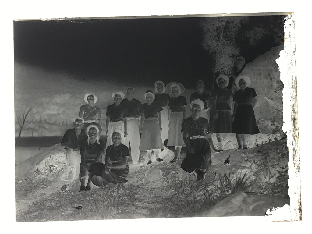 Antique Japanese Photo Glass Negative Plate C1900 Group Photo GN438
