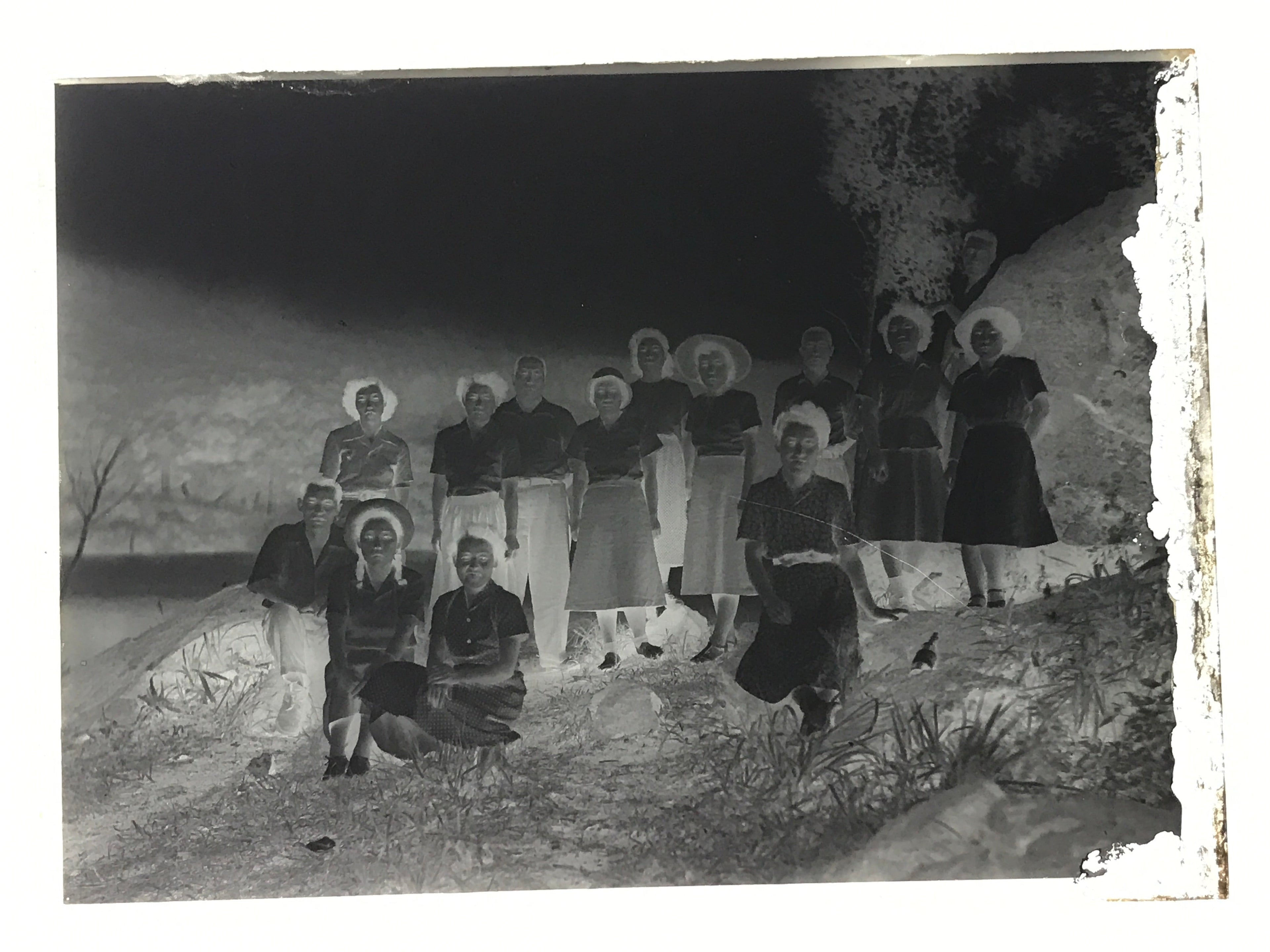 Antique Japanese Photo Glass Negative Plate C1900 Group Photo GN438