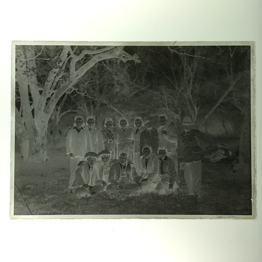 Antique Japanese Photo Glass Negative Plate C1900 Group Young Forest GN442
