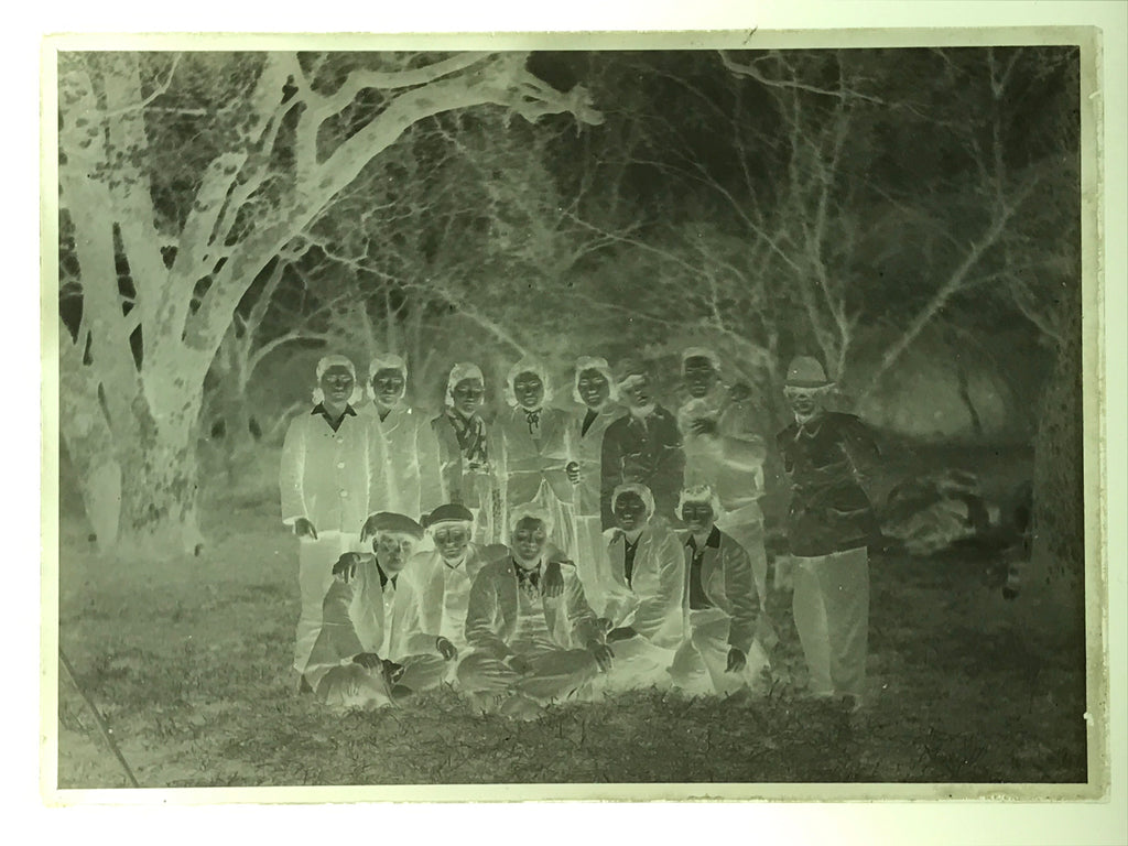 Antique Japanese Photo Glass Negative Plate C1900 Group Young Forest GN442