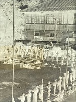 Antique Japanese Photo Glass Negative Plate C1900 Kids Schoolyard Ceremony GN449