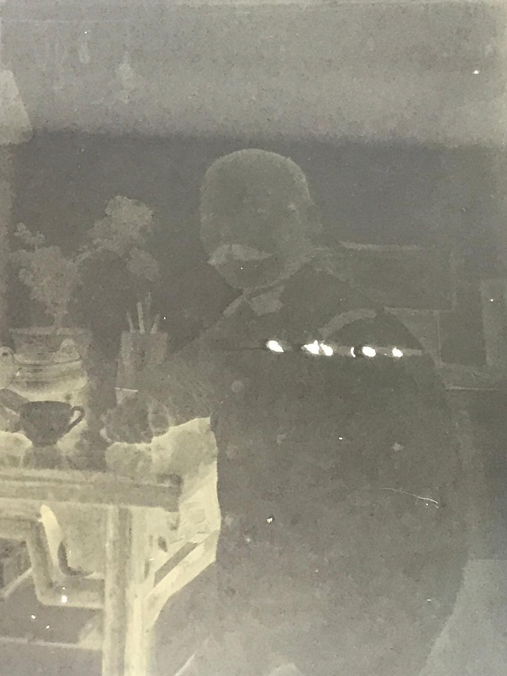 Antique Japanese Photo Glass Negative Plate C1900 Living Room Table Man GN439