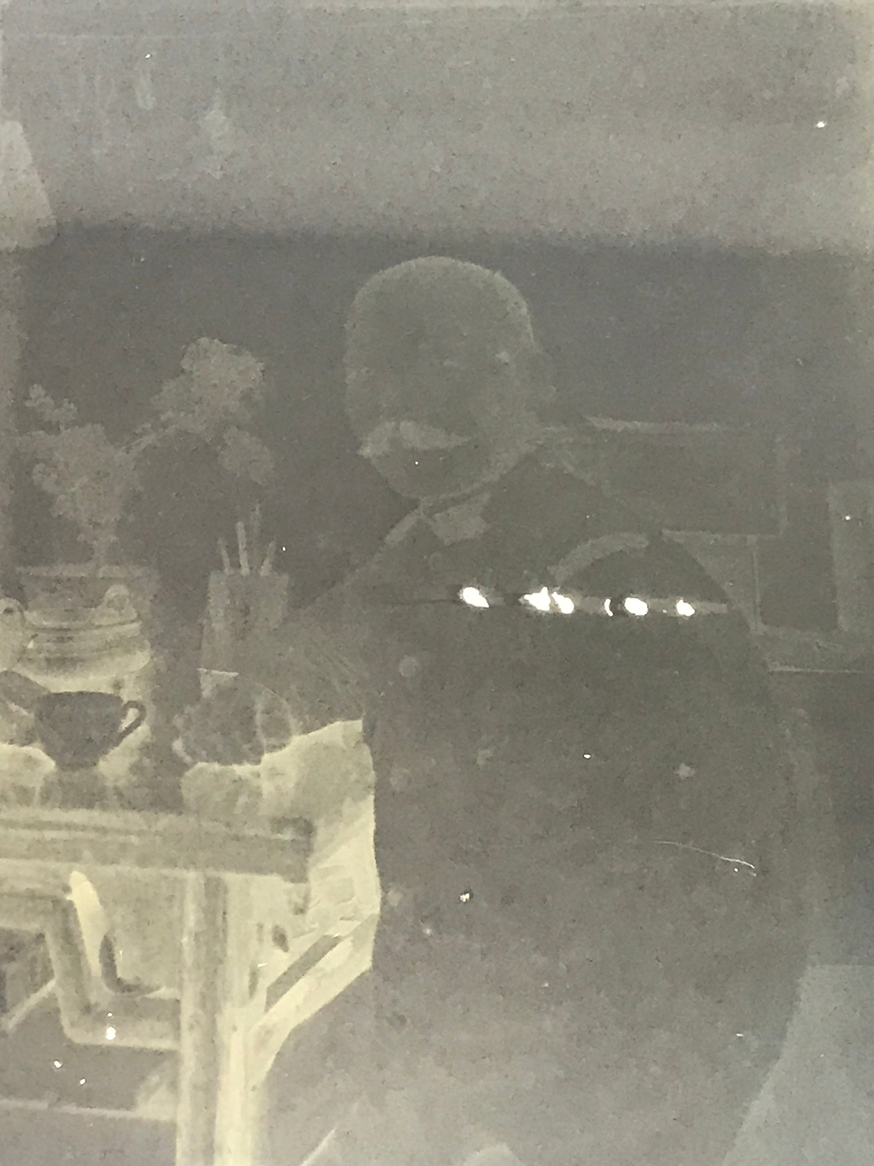 Antique Japanese Photo Glass Negative Plate C1900 Living Room Table Man GN439