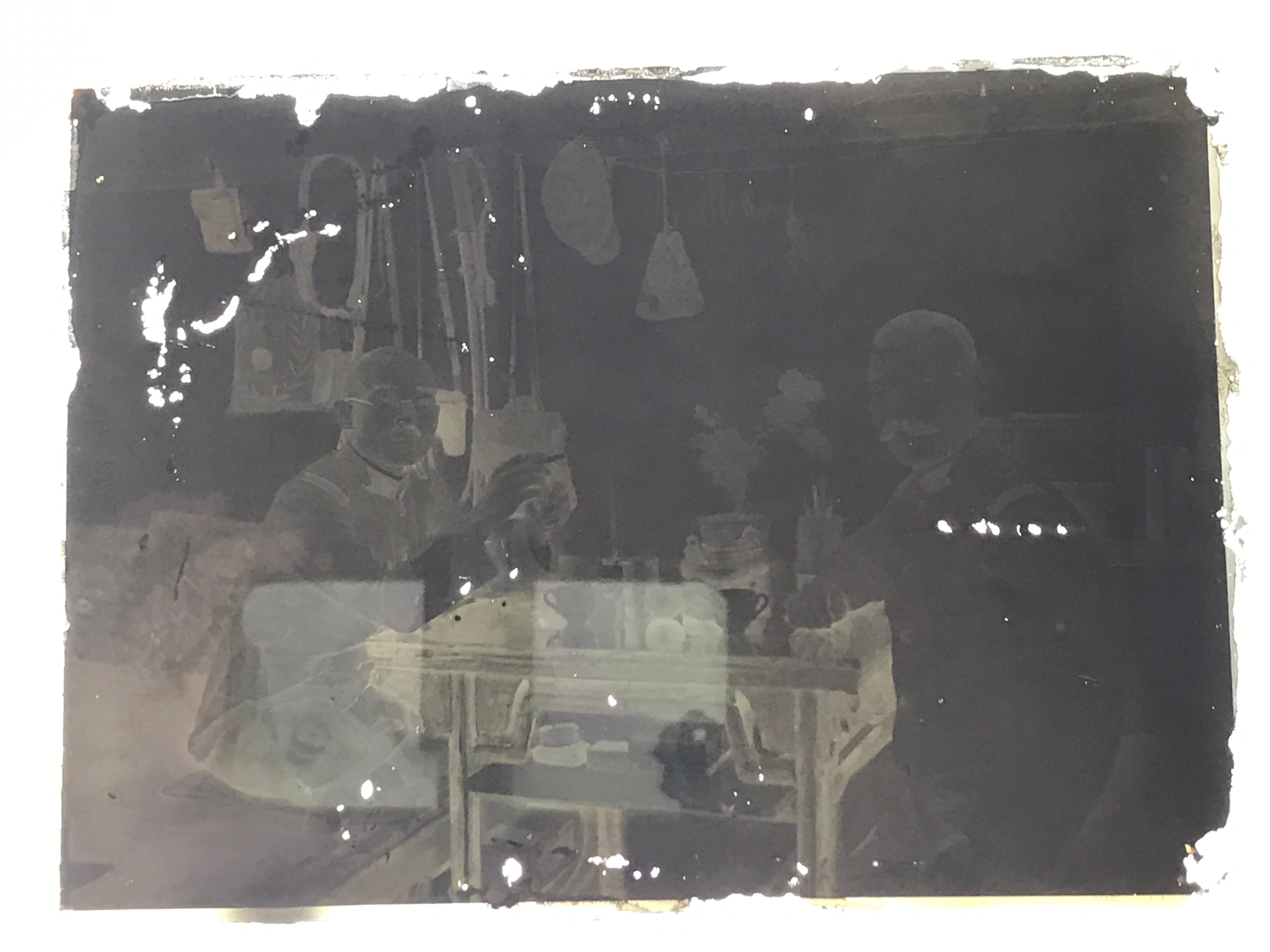 Antique Japanese Photo Glass Negative Plate C1900 Living Room Table Man GN439