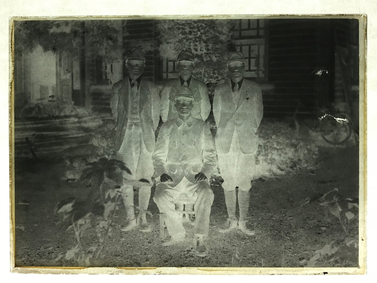 Antique Japanese Photo Glass Negative Plate C1900 Men Uniform Standing GN440