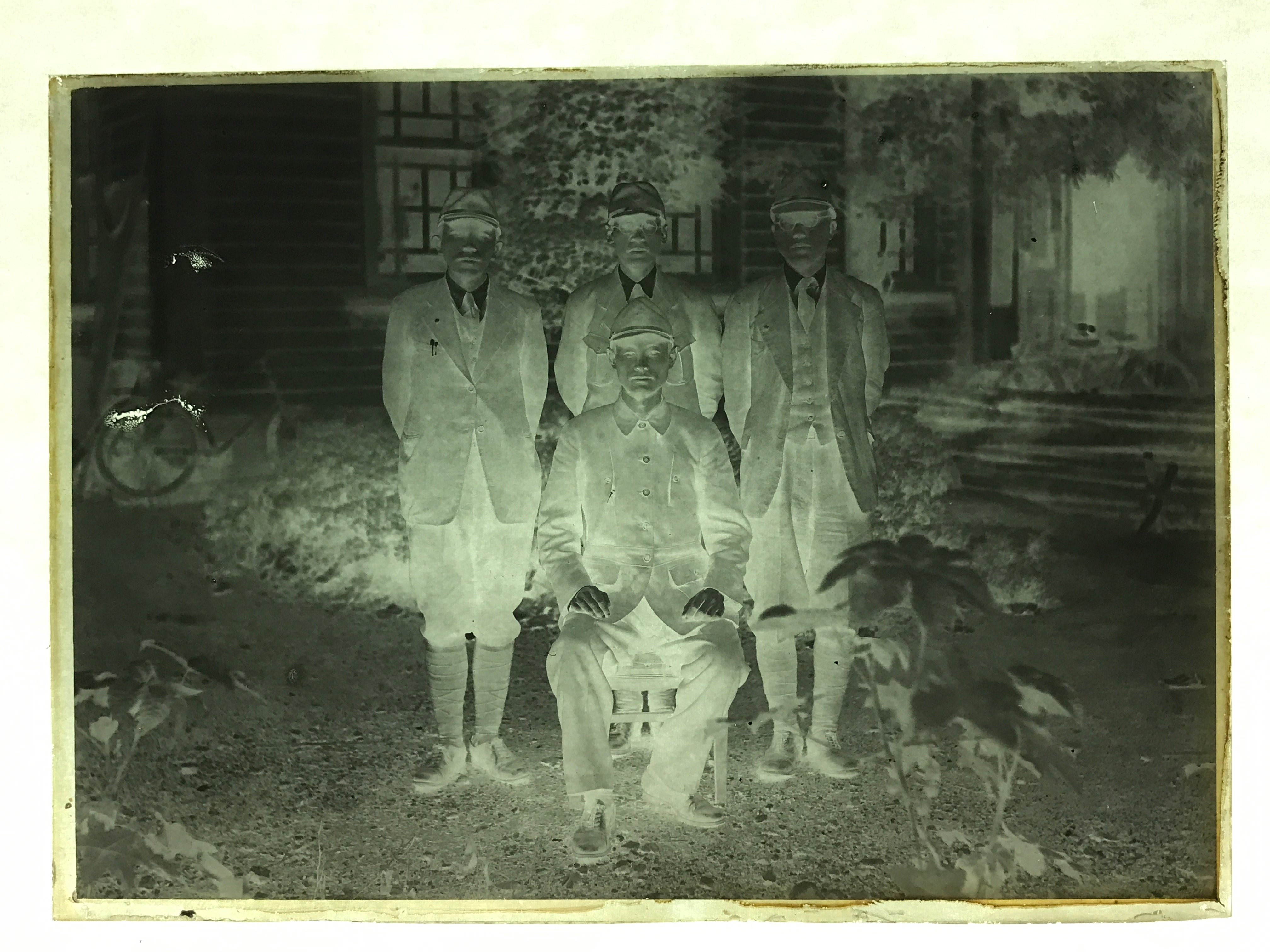 Antique Japanese Photo Glass Negative Plate C1900 Men Uniform Standing GN440
