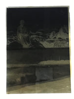 Antique Japanese Photo Glass Negative Plate C1900 Seaside Man Portrait GN448