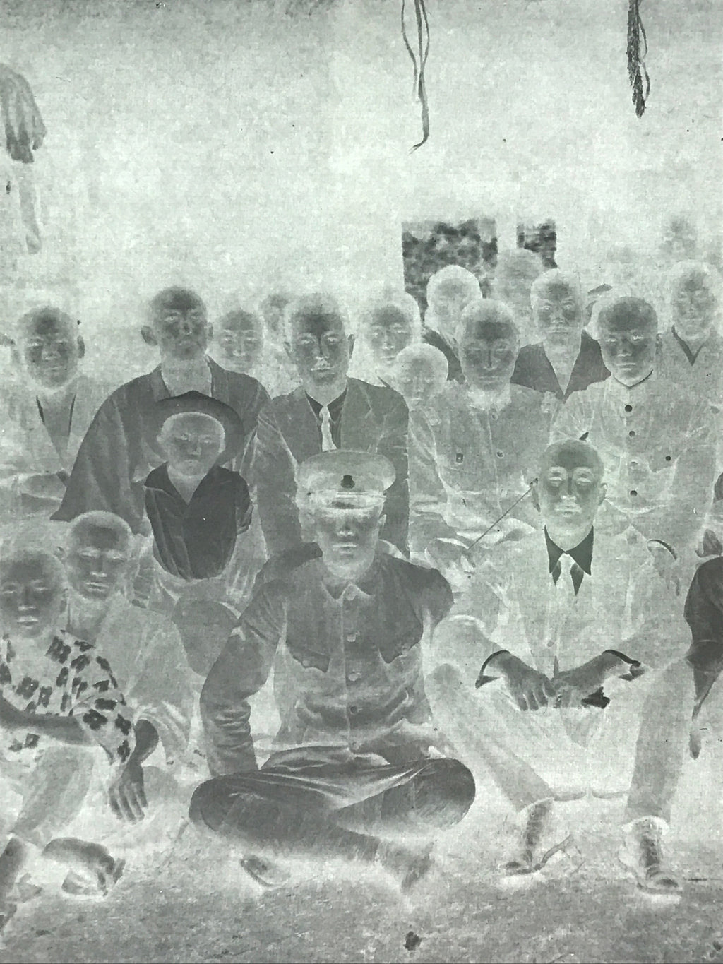 Antique Japanese Photo Glass Negative Plate C1900 Village Group Photo GN447