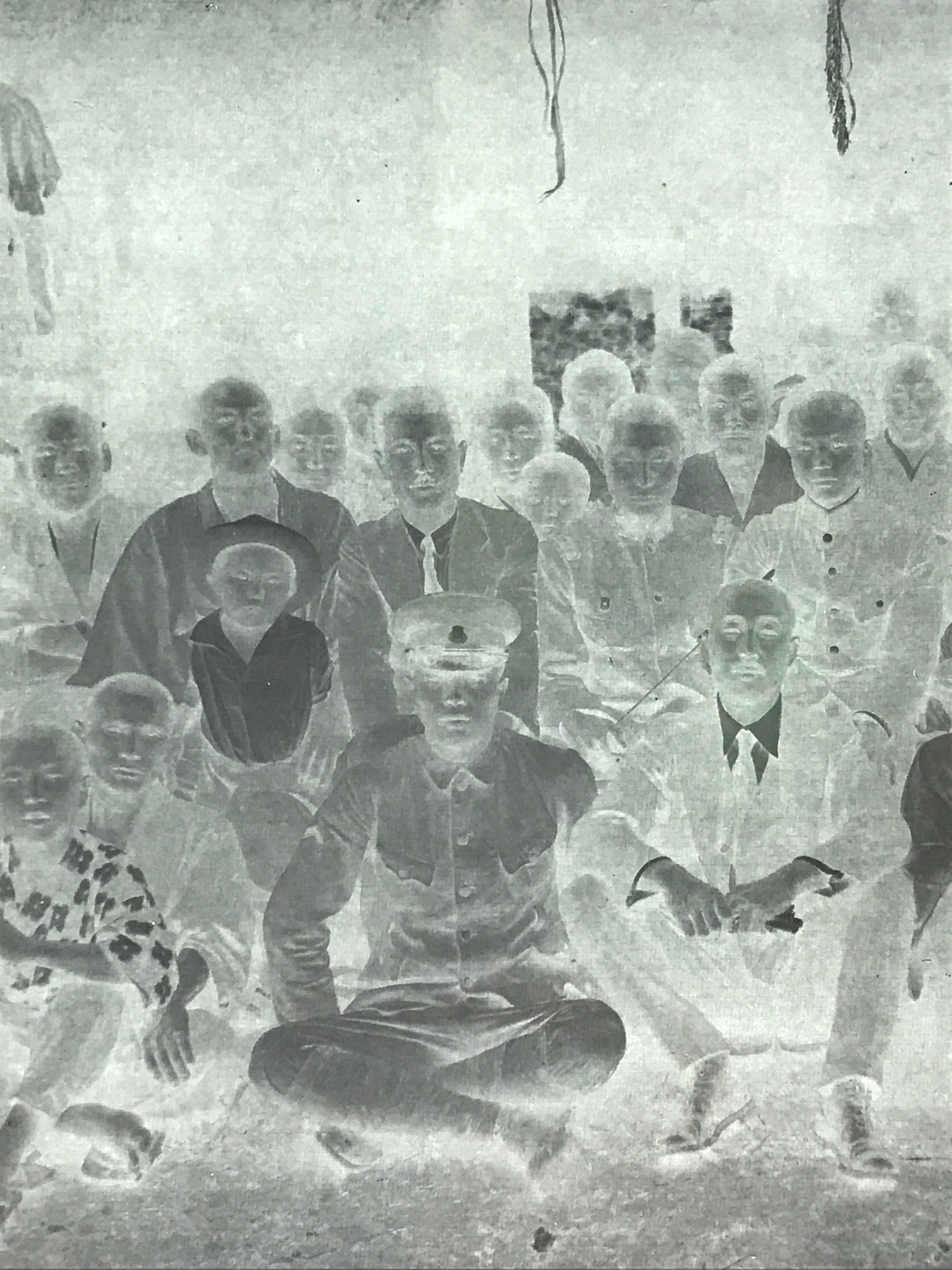 Antique Japanese Photo Glass Negative Plate C1900 Village Group Photo GN447