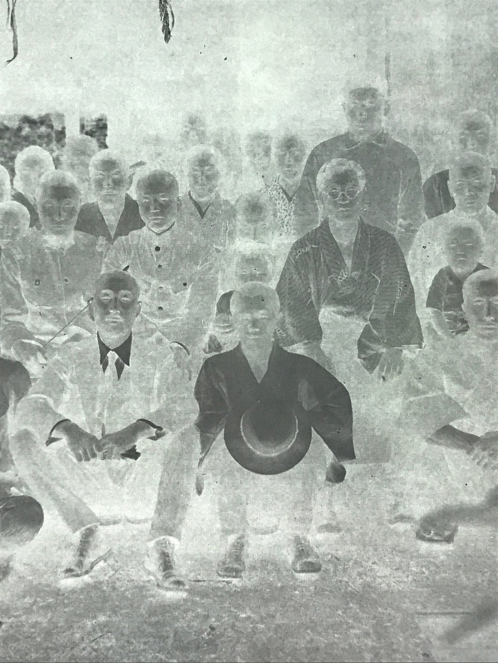 Antique Japanese Photo Glass Negative Plate C1900 Village Group Photo GN447