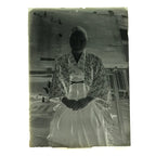 Antique Japanese Photo Glass Negative Plate C1900 Woman Chalkboard Hakama GN453