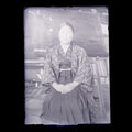 Antique Japanese Photo Glass Negative Plate C1900 Woman Chalkboard Hakama GN453