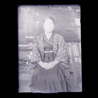 Antique Japanese Photo Glass Negative Plate C1900 Woman Chalkboard Hakama GN453