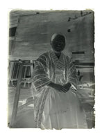 Antique Japanese Photo Glass Negative Plate C1900 Woman Glasses Hakama GN454