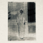 Antique Japanese Photo Glass Negative Plate C1900 Woman Glasses Standing GN455
