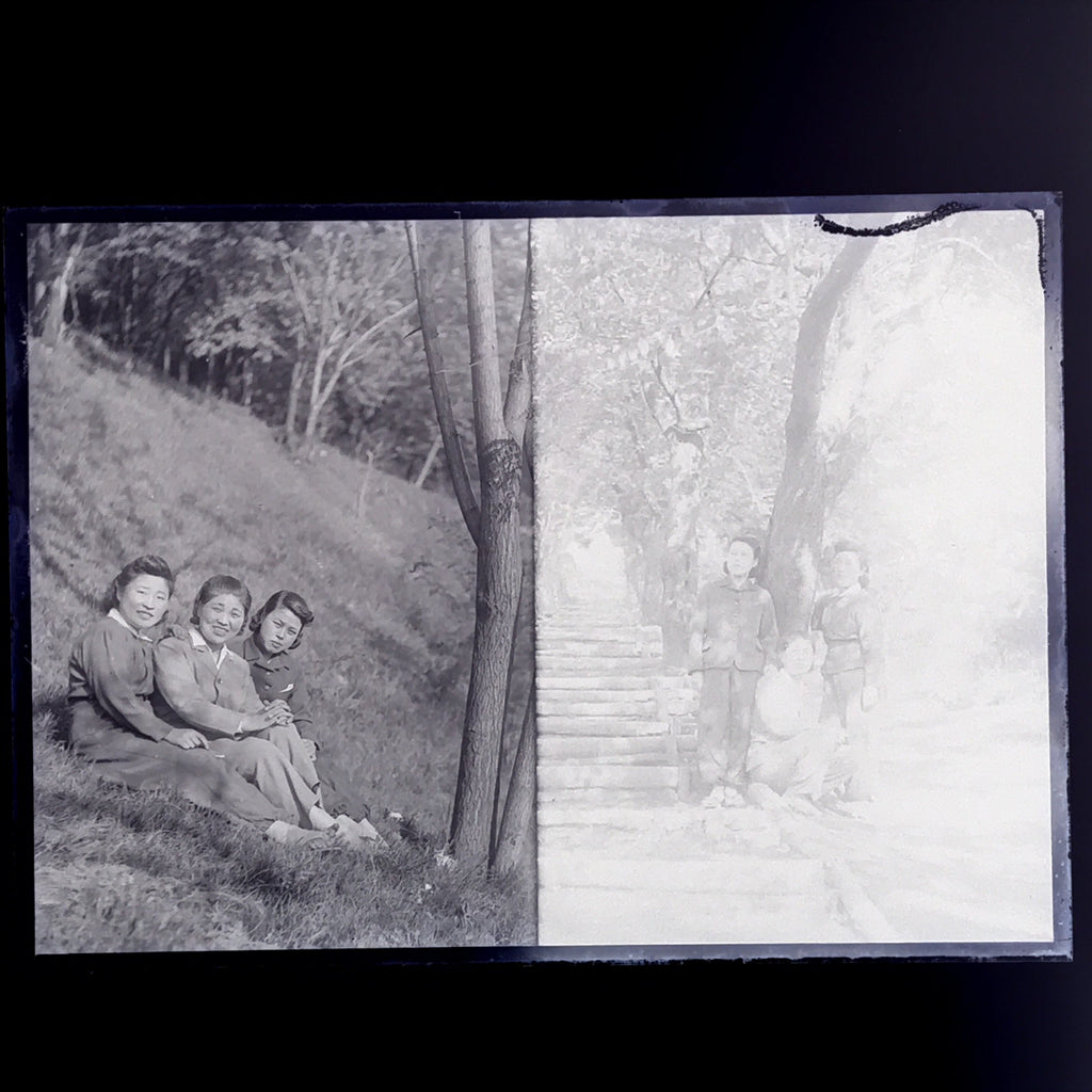 Antique Japanese Photo Glass Negative Plate C1900 Young Women Group GN443