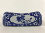 Antique Japanese Porcelain Neck Rest Geisha Takamakura Pillow Blue White JK618