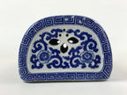 Antique Japanese Porcelain Neck Rest Geisha Takamakura Pillow Blue White JK618