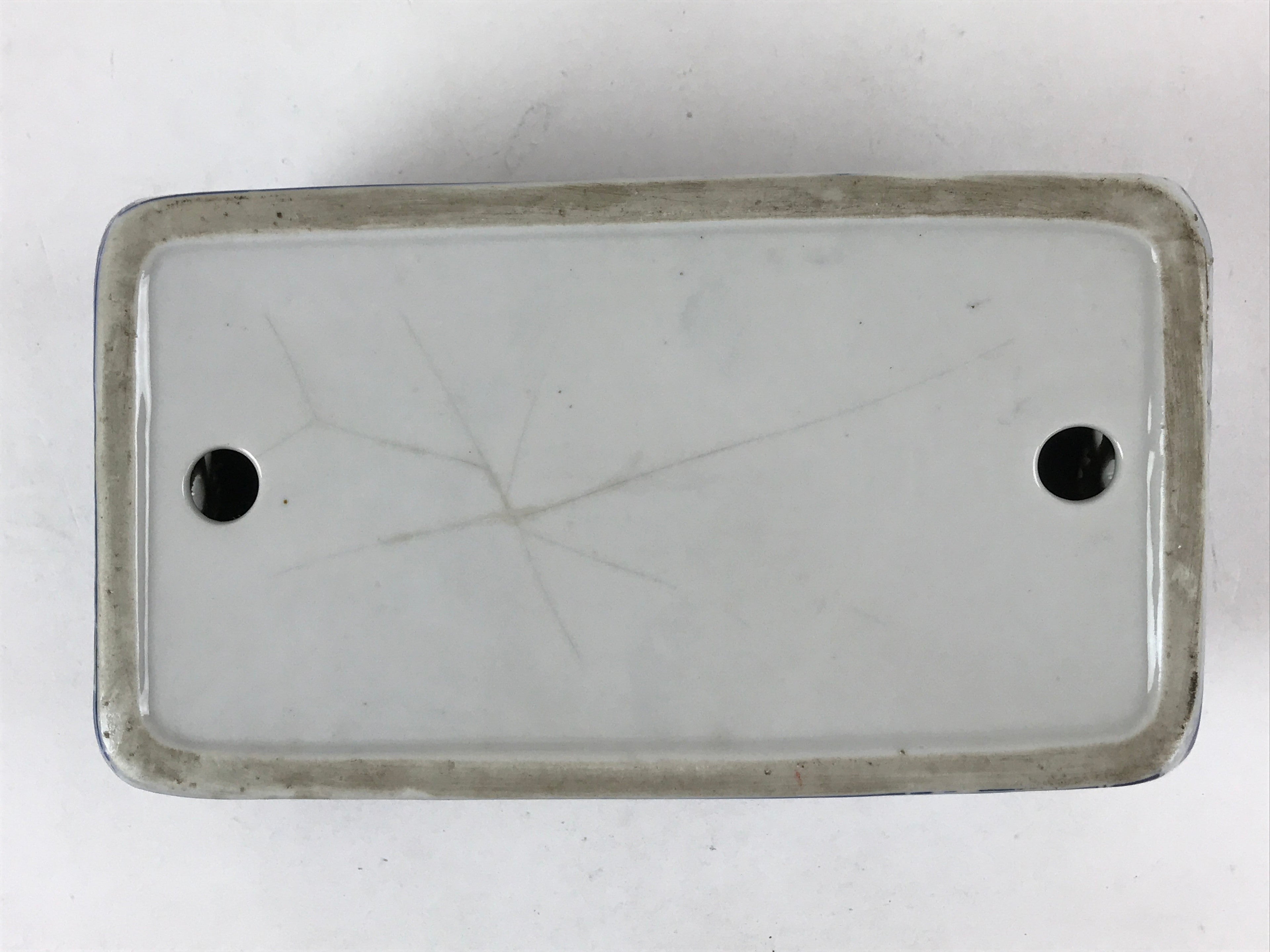 Antique Japanese Porcelain Neck Rest Geisha Takamakura Pillow Blue White JK618