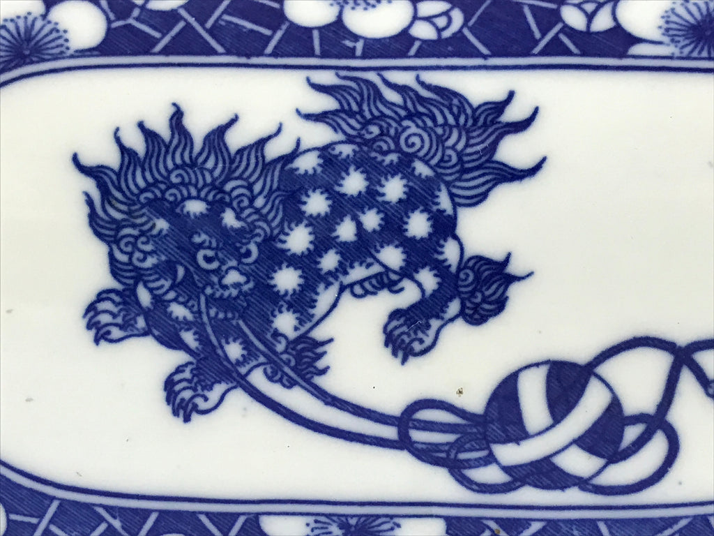 Antique Japanese Porcelain Neck Rest Geisha Takamakura Pillow Blue White JK618