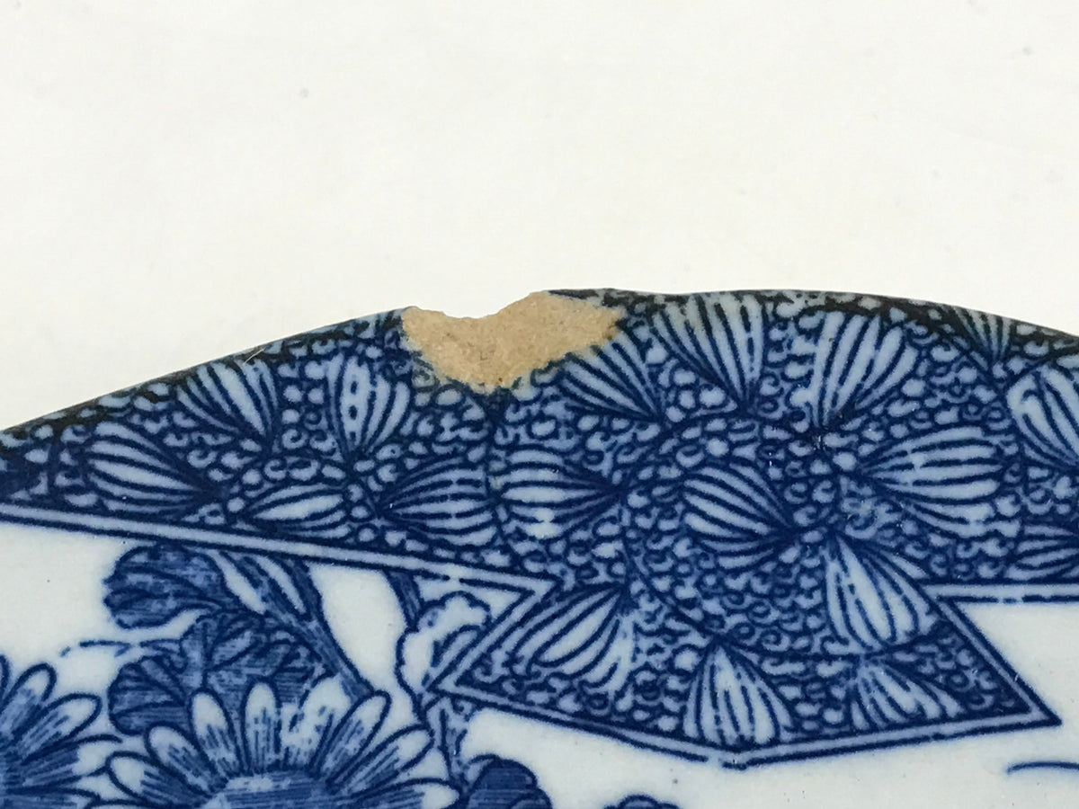 Antique Japanese Porcelain Plate Blue Sometsuke Chrysanthemum Butterfly PY281