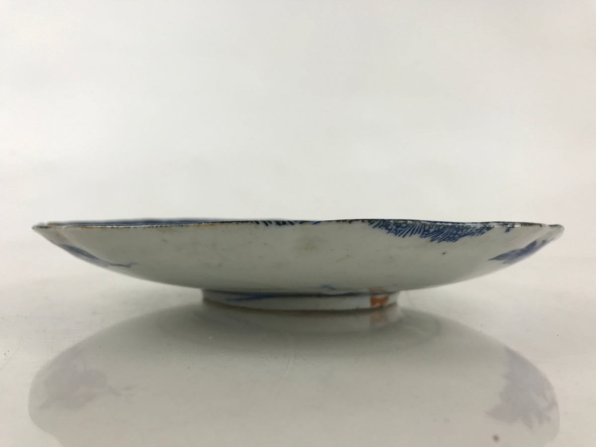 Antique Japanese Porcelain Plate Blue Sometsuke Chrysanthemum Butterfly PY281