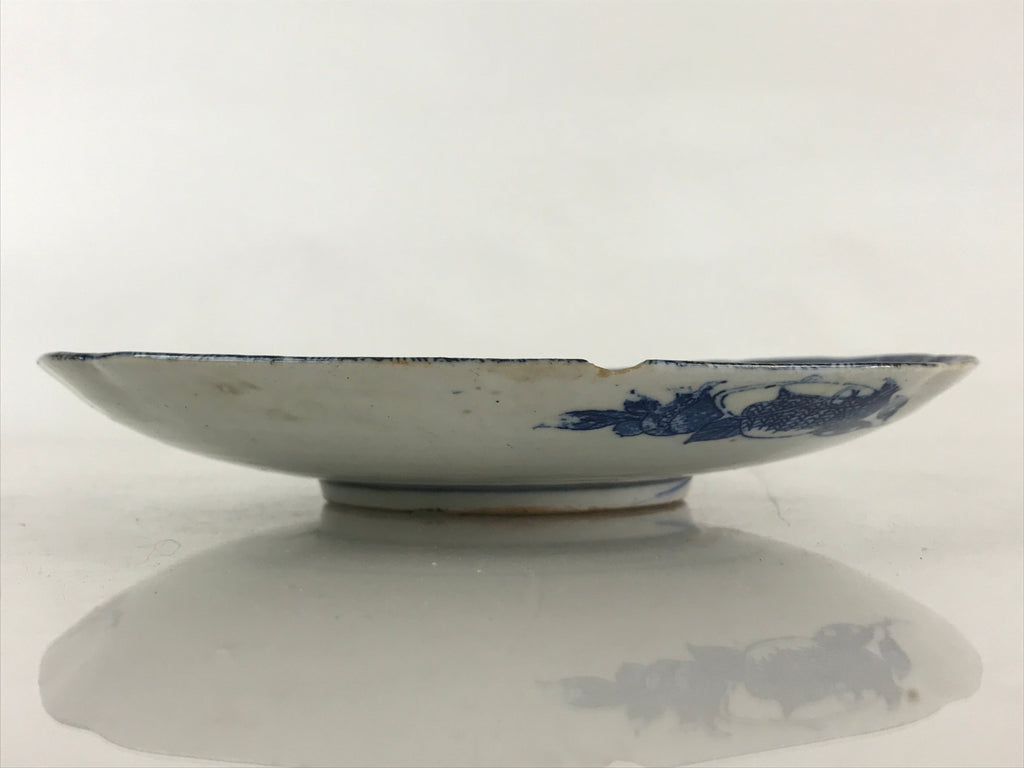 Antique Japanese Porcelain Plate Blue Sometsuke Chrysanthemum Butterfly PY281