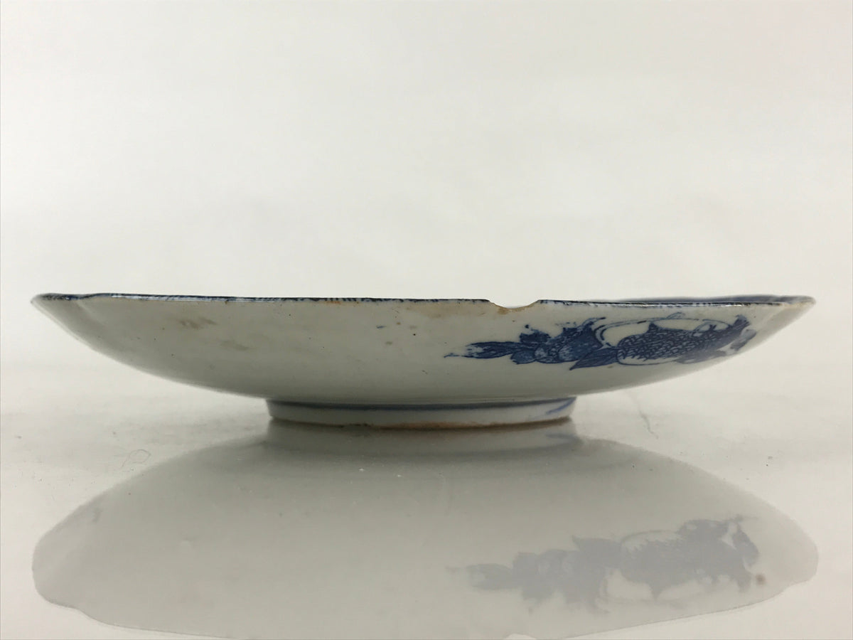 Antique Japanese Porcelain Plate Blue Sometsuke Chrysanthemum Butterfly PY281