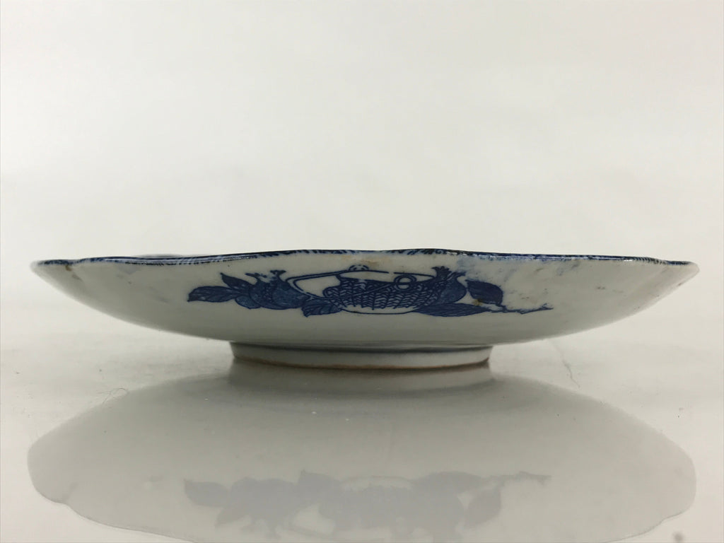 Antique Japanese Porcelain Plate Blue Sometsuke Chrysanthemum Butterfly PY281