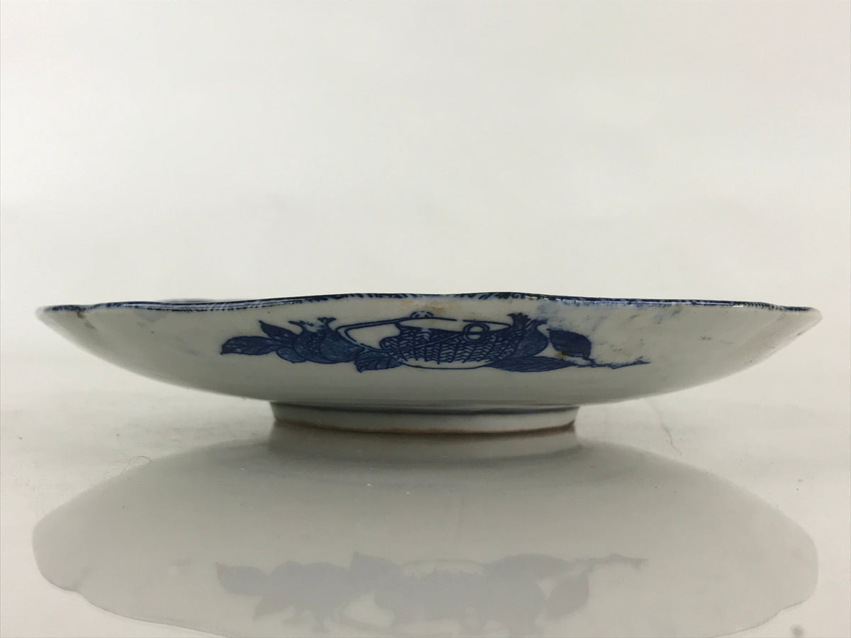 Antique Japanese Porcelain Plate Blue Sometsuke Chrysanthemum Butterfly PY281