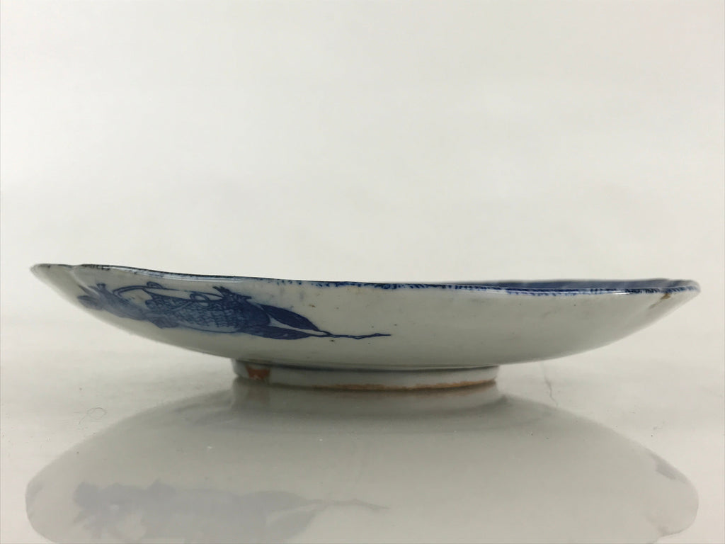 Antique Japanese Porcelain Plate Blue Sometsuke Chrysanthemum Butterfly PY281