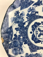 Antique Japanese Porcelain Plate Blue Sometsuke Chrysanthemum Butterfly PY281