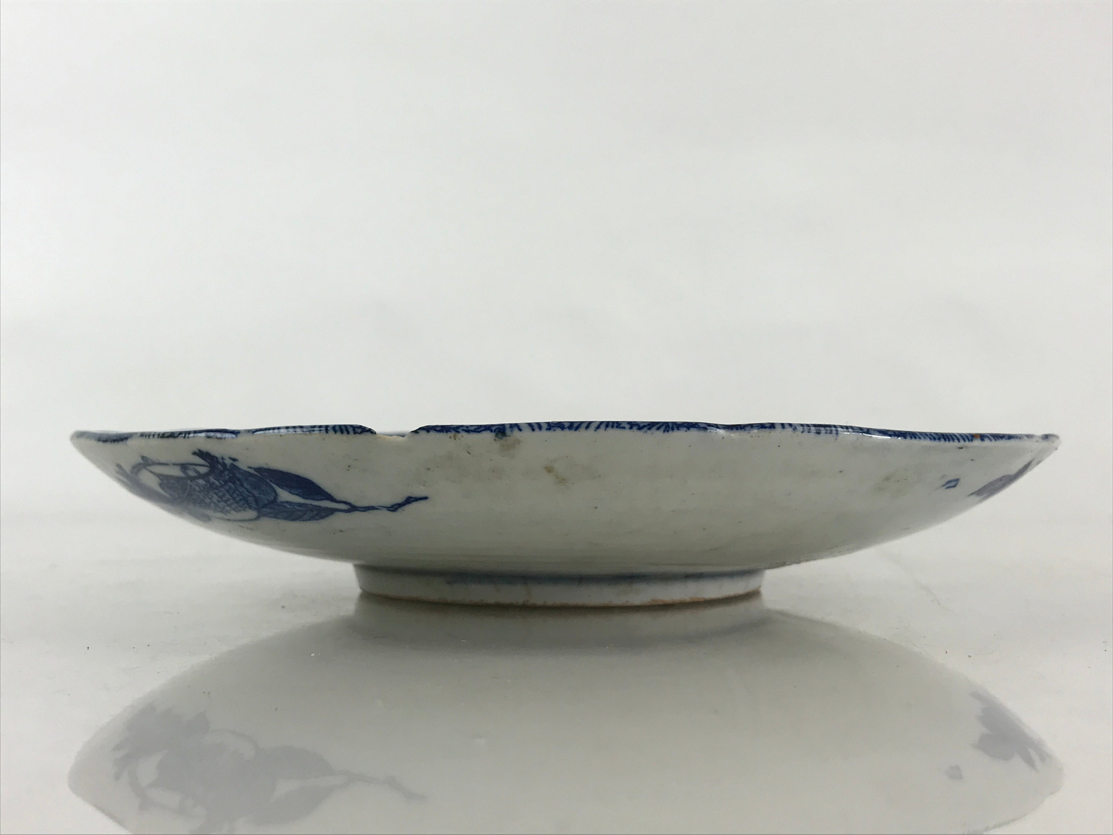 Antique Japanese Porcelain Plate Blue Sometsuke Chrysanthemum Butterfly PY282