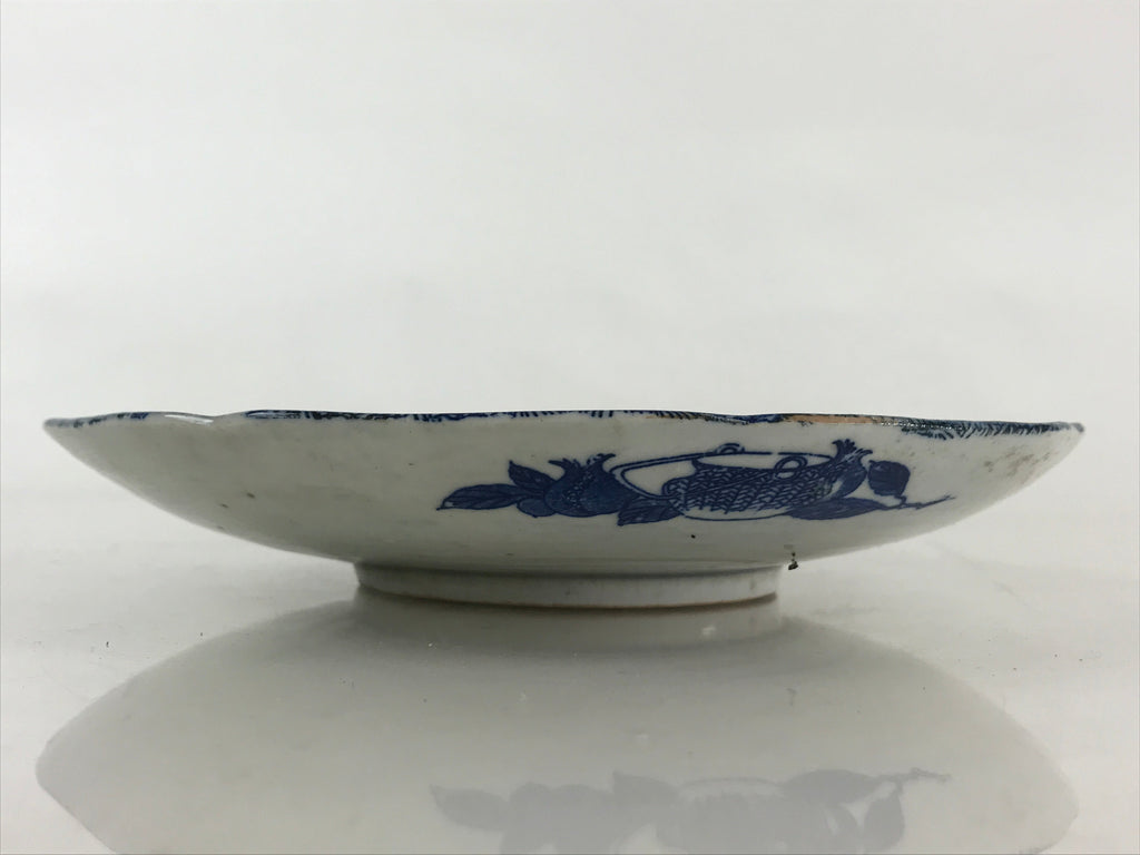 Antique Japanese Porcelain Plate Blue Sometsuke Chrysanthemum Butterfly PY282