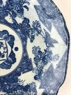 Antique Japanese Porcelain Plate Blue Sometsuke Chrysanthemum Butterfly PY282