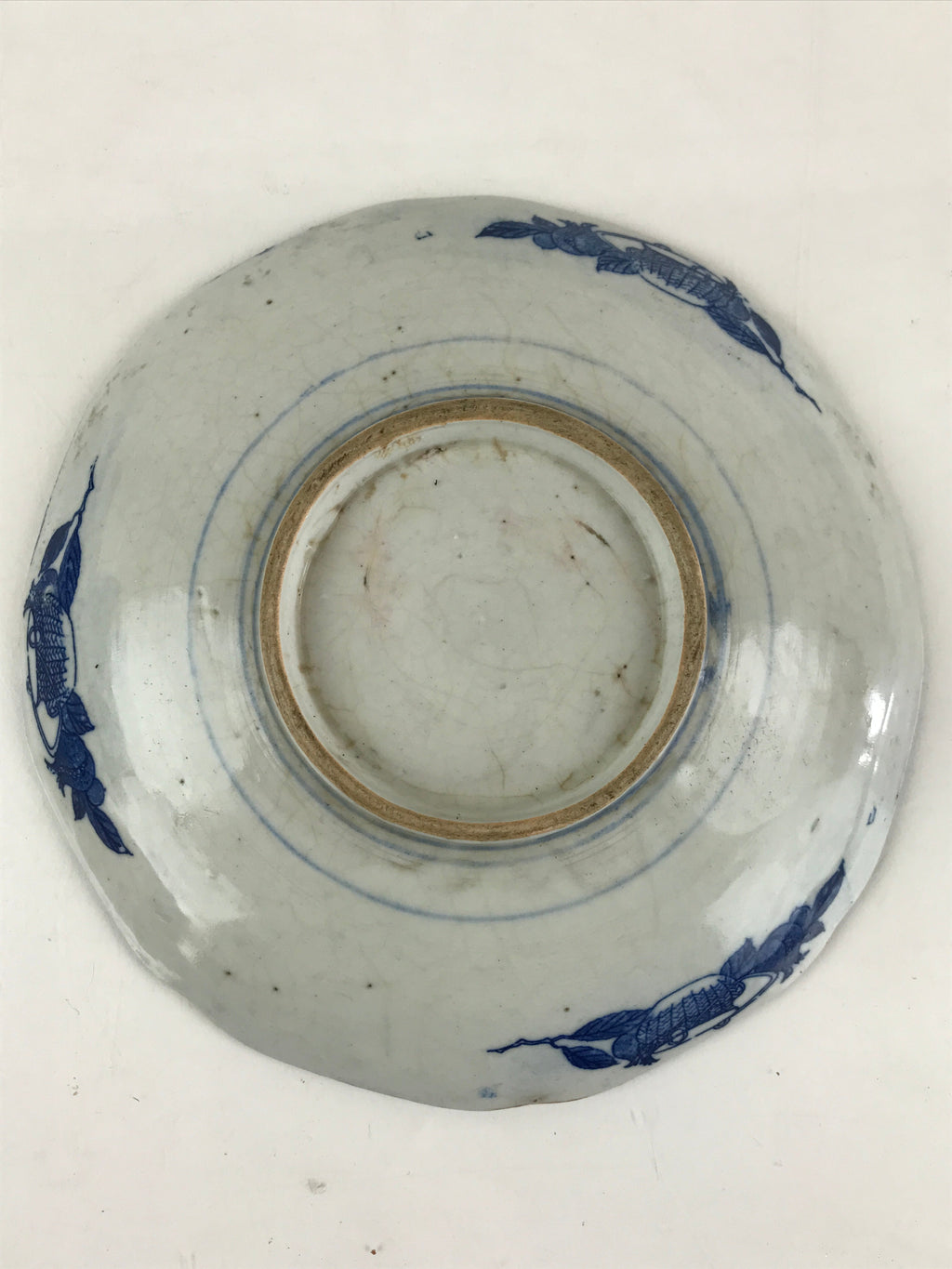 Antique Japanese Porcelain Plate Blue Sometsuke Chrysanthemum Butterfly PY282